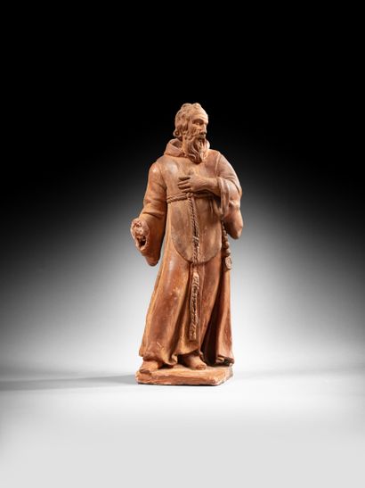 Saint Ermite (Antoine ?) en terre cuite....