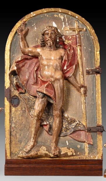 Porte de tabernacle de forme cintrée en bois...
