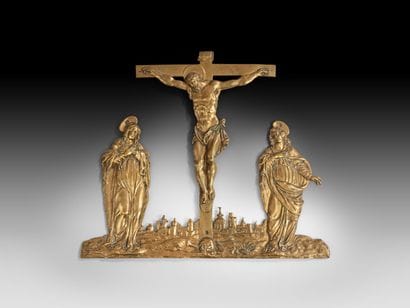 Crucifixion entre la Vierge et saint Jean...