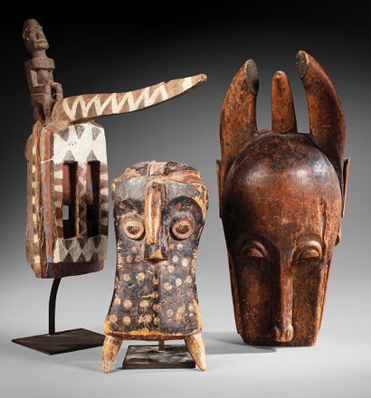 Set of three masks from Mali and Nigeria
Wood
H....