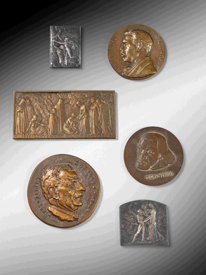 Set of five medals and a commemorative plaque...