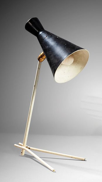 FRENCH WORK 1950
Table lamp in cream tubular...
