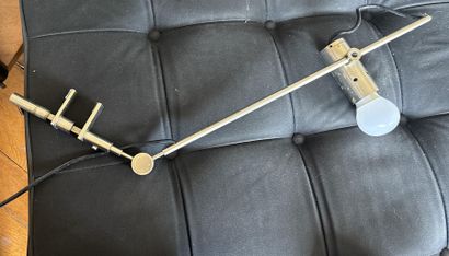 FRENCH WORK
Table lamp in nickel-plated tubular...