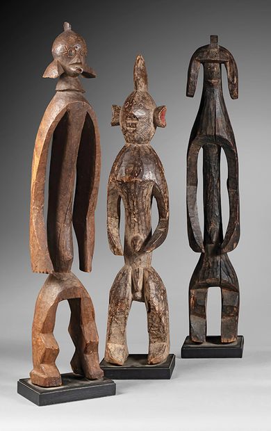 Set of three Mumuye-style statues, Nigeria
Wood
H....