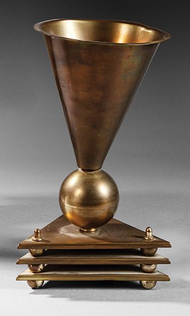 MODERNIST WORK
Brass table lamp with conical...