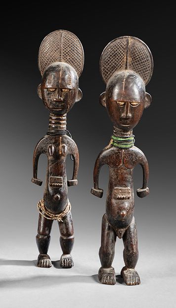 Pair of statues in the Koulango/Attié style...