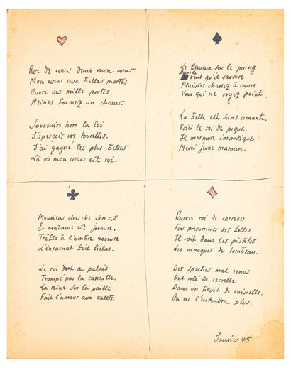 Georges HUGNET (1906-1974), attributed to
Poem...