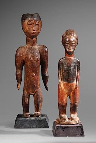 Set of two Baule settler statues, Ivory Coast
Wood
H....
