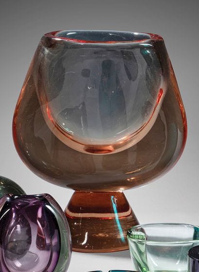 CRISTAL DE SEVRES
Flat-bodied ovoid vase...
