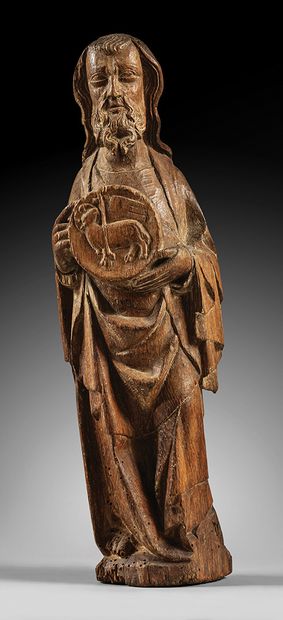 Saint John the Baptist in oak carved in the...
