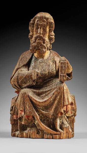 Oak Christ or apostle carved in the round...