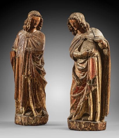 Pair of large ceroferous angels (candlesticks...