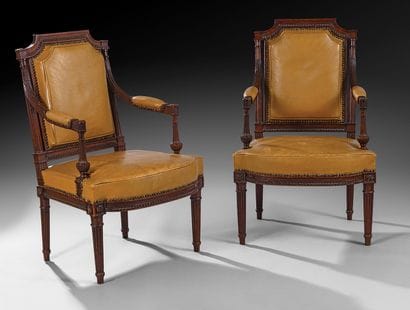 Pair of mahogany and mahogany veneered 