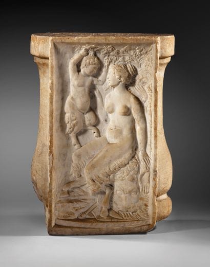 Two-sided marble bas-relief
Female bust in...