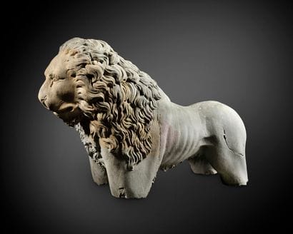 Standing lion
Round marble stone relief
Northern...