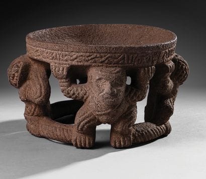 Slightly recessed circular bowl supported...