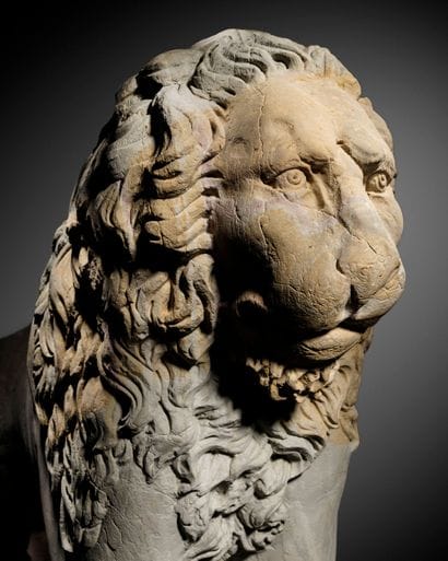Standing lion
Round marble stone relief
Northern...