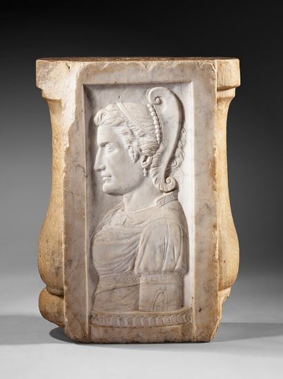 Two-sided marble bas-relief
Female bust in...