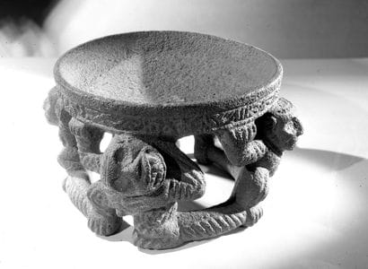 Slightly recessed circular bowl supported...