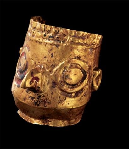 Petit masque funéraire Culture Chimu, Pérou...
