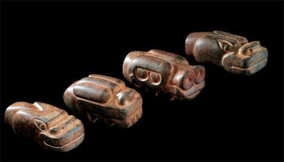 Quatre têtes zoomorphes Culture Olmèque,...