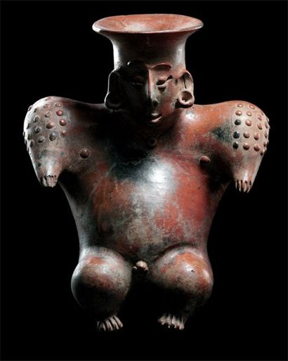 Grand récipient anthropomorphe Culture Colima,...