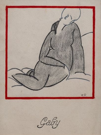 André DOMIN (1883–1962) Gaby Drawing in colored...