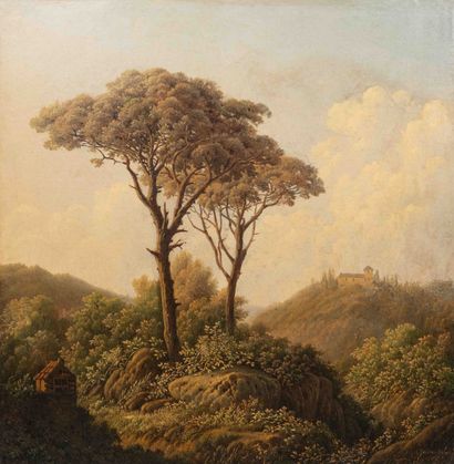 19th-Century School: *The Tall Pines*; oil...