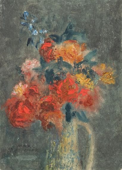 Marc MOUCLIER (1846–1946) Bouquet Mixed media...
