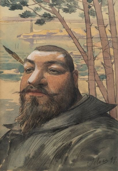 Lucien OTT (1872–1927) Self-Portrait Watercolor,...