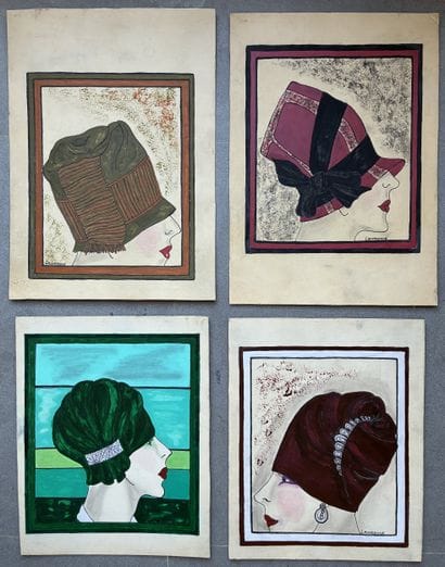 LAWRENCE (20th century) Art Deco Hats Set...