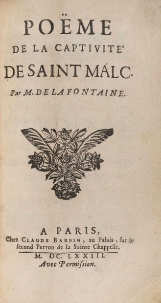 LA FONTAINE (Jean de). Poem on the Captivity...