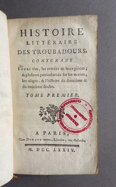 [LA CURNE DE SAINT-PALAYE]. A Literary History...