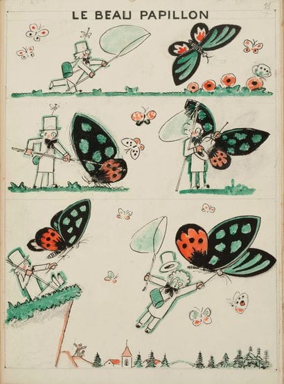 HELLÉ (André). Album of 18 original watercolors,...