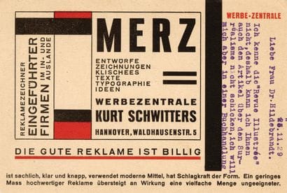 [ADVERTISING CARD]. MERZ. WERBEZENTRALE....