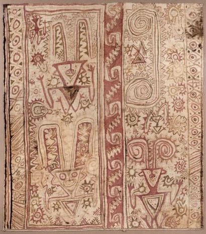 FRAGMENT DE TISSU FUNÉRAIRE Culture Chancay,...
