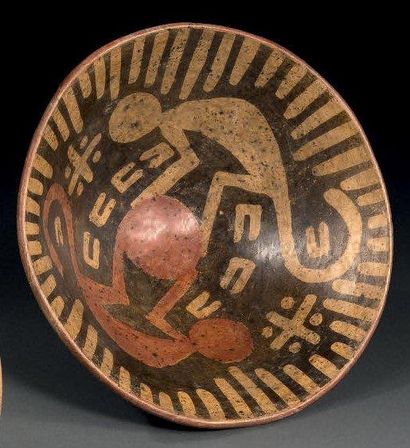 RARE COUPE POLYCHROME à engobe intérieur...