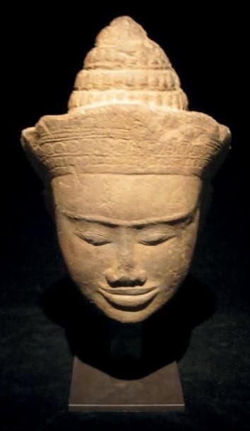 TÊTE DE BOUDDHA Cambodge, art Khmer, école...