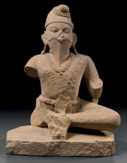STATUETTE DE BRAHMANE ASSIS Inde En grès...