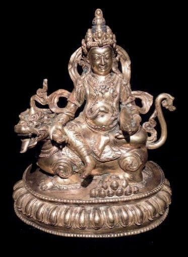 BODHISATTVA SUR UNE CHIMÈRE Chine Bronze...