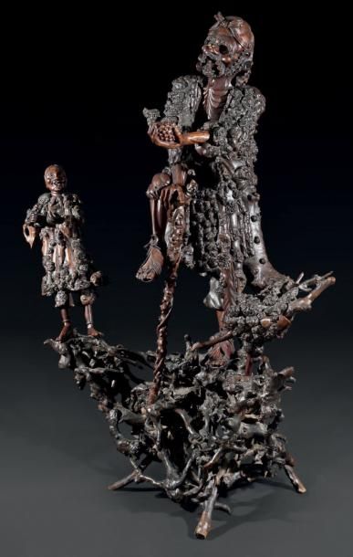 GROUPE SCULPTÉ Chine, XIXe - XXe siècle Racine...
