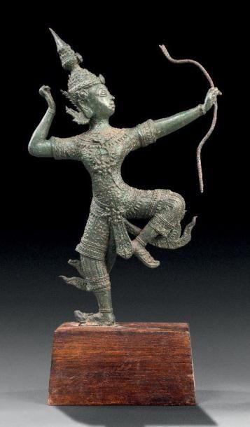 STATUETTE D'ARCHER Thaïlande, vers 1900 Bronze...