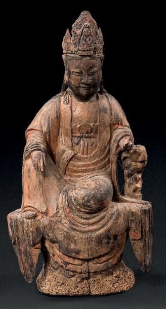 STATUETTE DE GUANYIN ASSISE EN RAJALILASANA...
