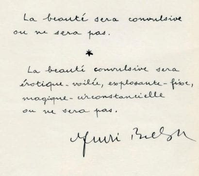BRETON André
LA BEAUTÉ SERA CONVULSIVE OU...