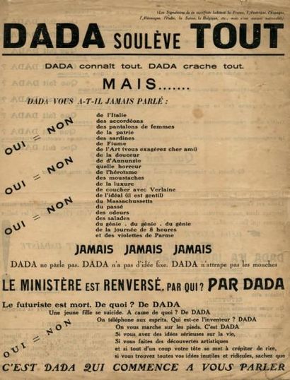 [DADA]
DADA SOULÈVE TOUT. TRAC MANIFESTE....
