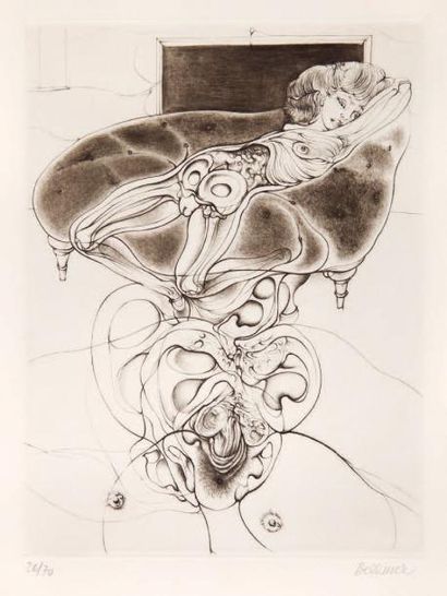 BELLMER Hans
LE CANAPÉ. GRAVURE SIGNÉE. [1971]....