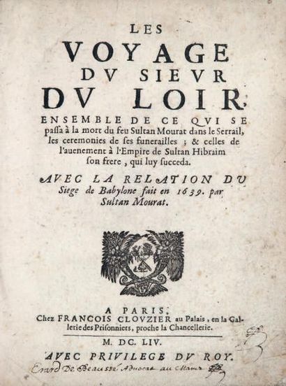 DU LOIR
Les Voyage [sic] du sieur du Loir,...