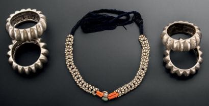 FRONTAL ET BRACELETS Hal Todrha Argent, laine,...