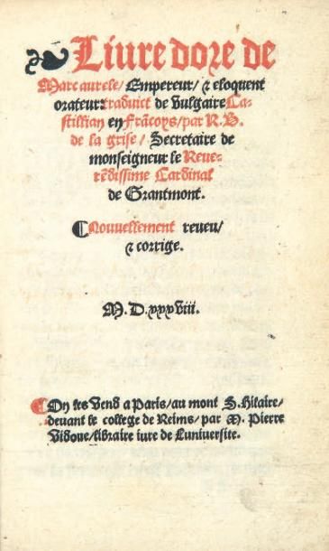 [GUEVARA (Antonio de)]
Livre dore de Marc...