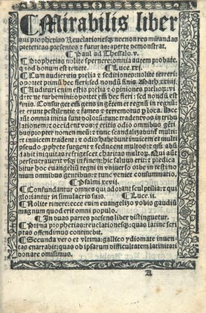 MIRABILIS LIBER qui prophetias Revelationes[que]...